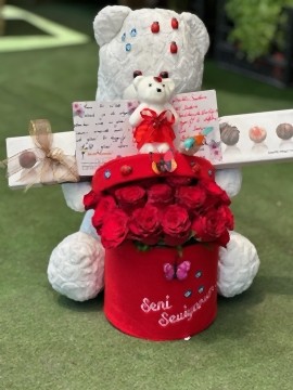Kutulu Peluş Gül & Çikolata